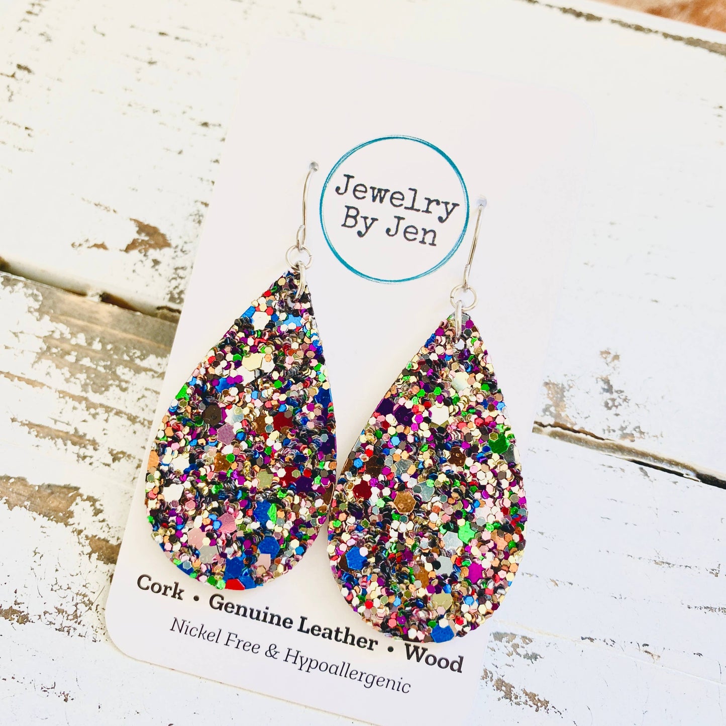 Medium Teardrop: Chunky Jewel Tone Glitter