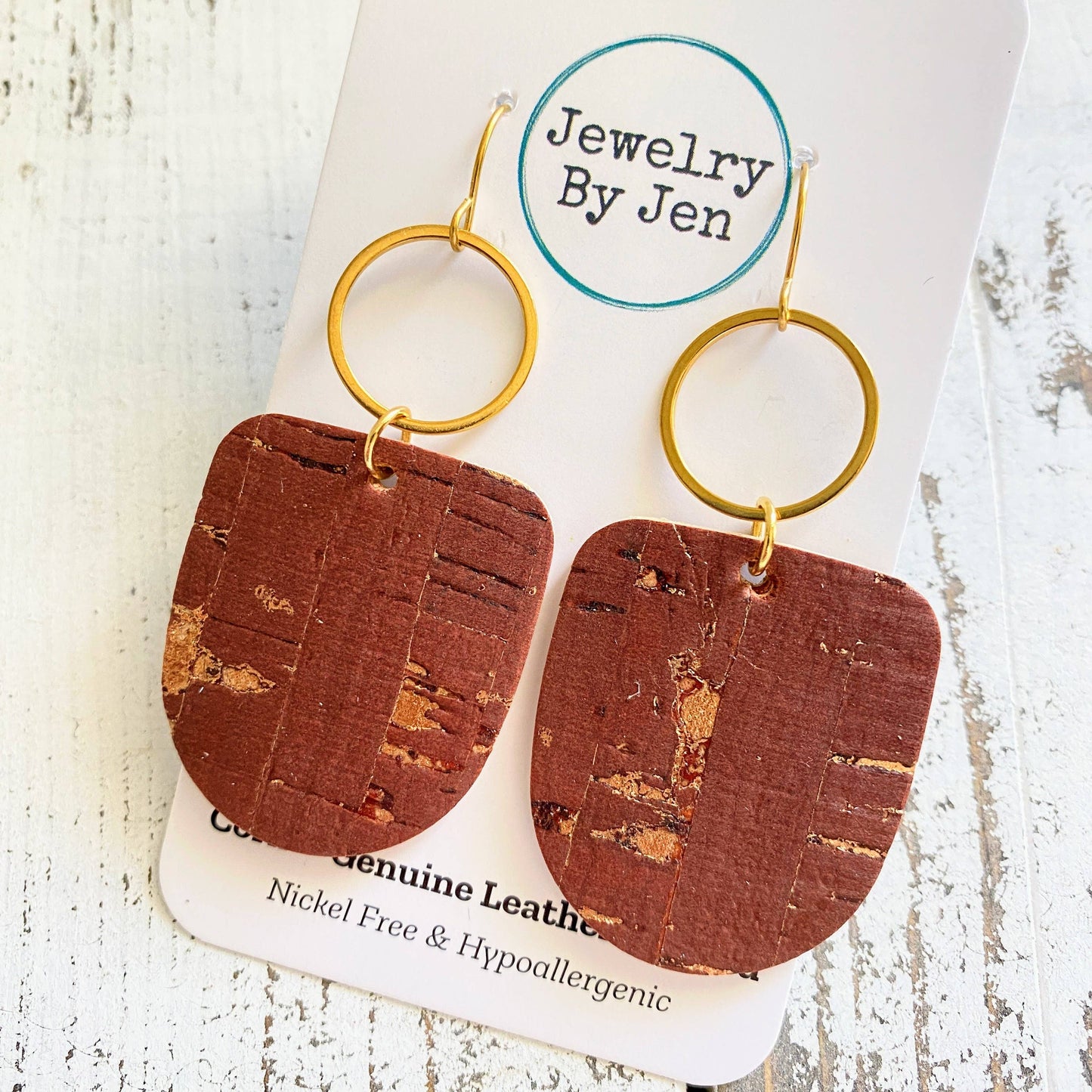 Boho Dangle: Cinnamon Cork w/Gold Accents