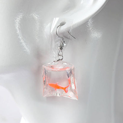 Fish in a Bag, Resin Earrings