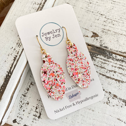 Holiday Light Bulb Earrings: Candy Cane Glitter