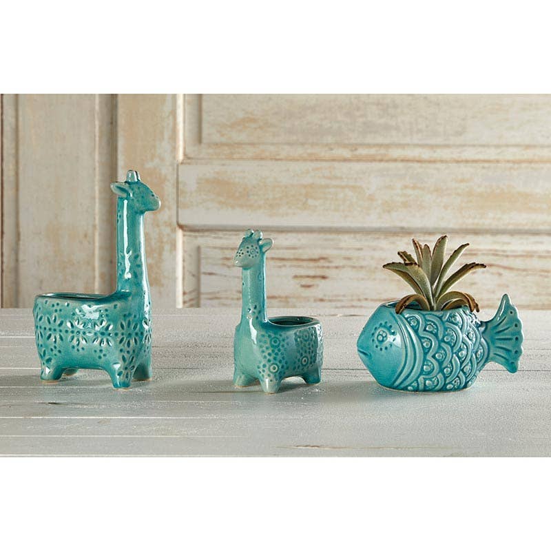 Giraffe Planter in Lake Blue, Large