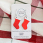 Christmas Stocking Earrings: Red Metallic