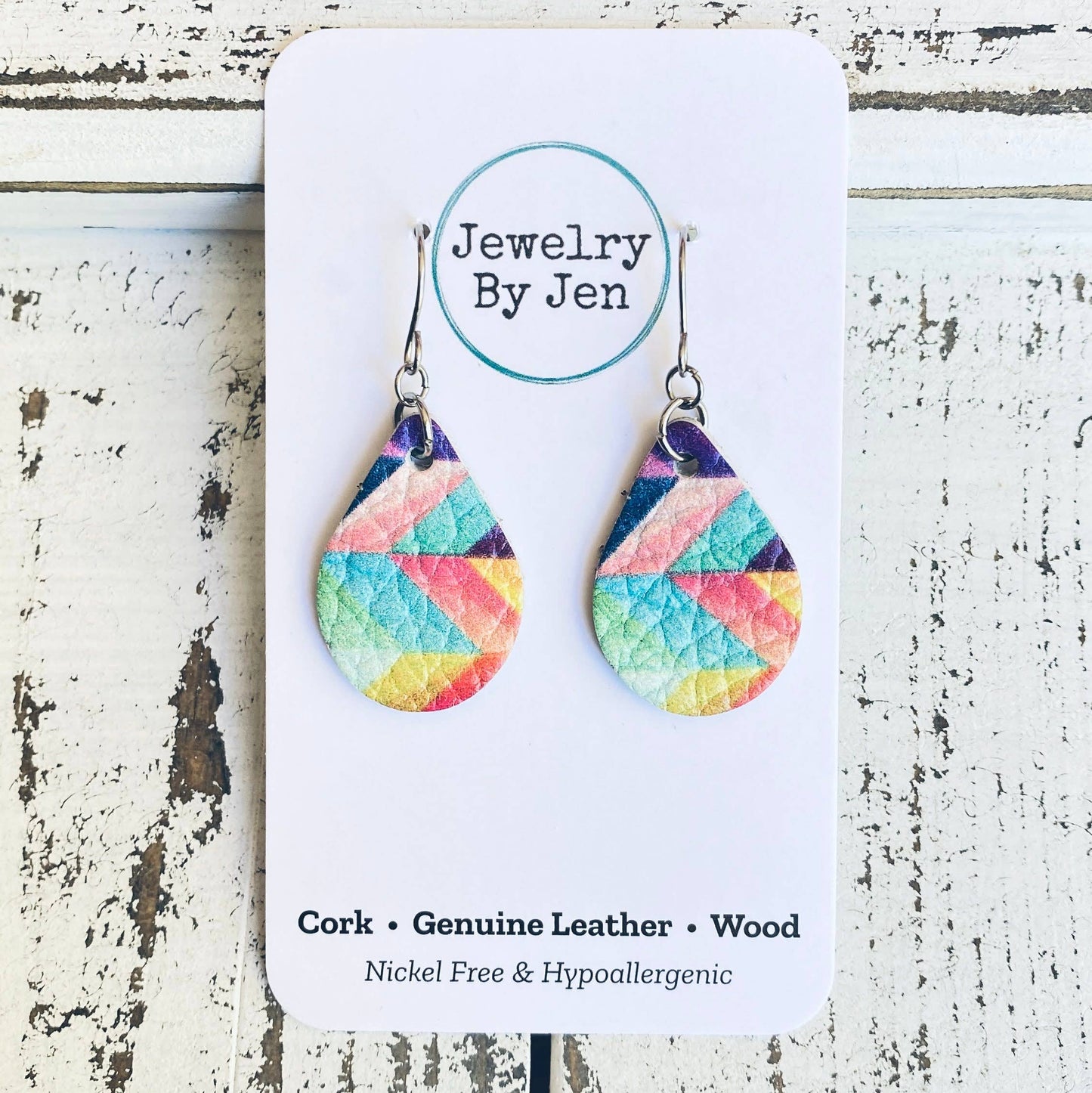 Small Teardrop: Crayon Inspired Rainbow