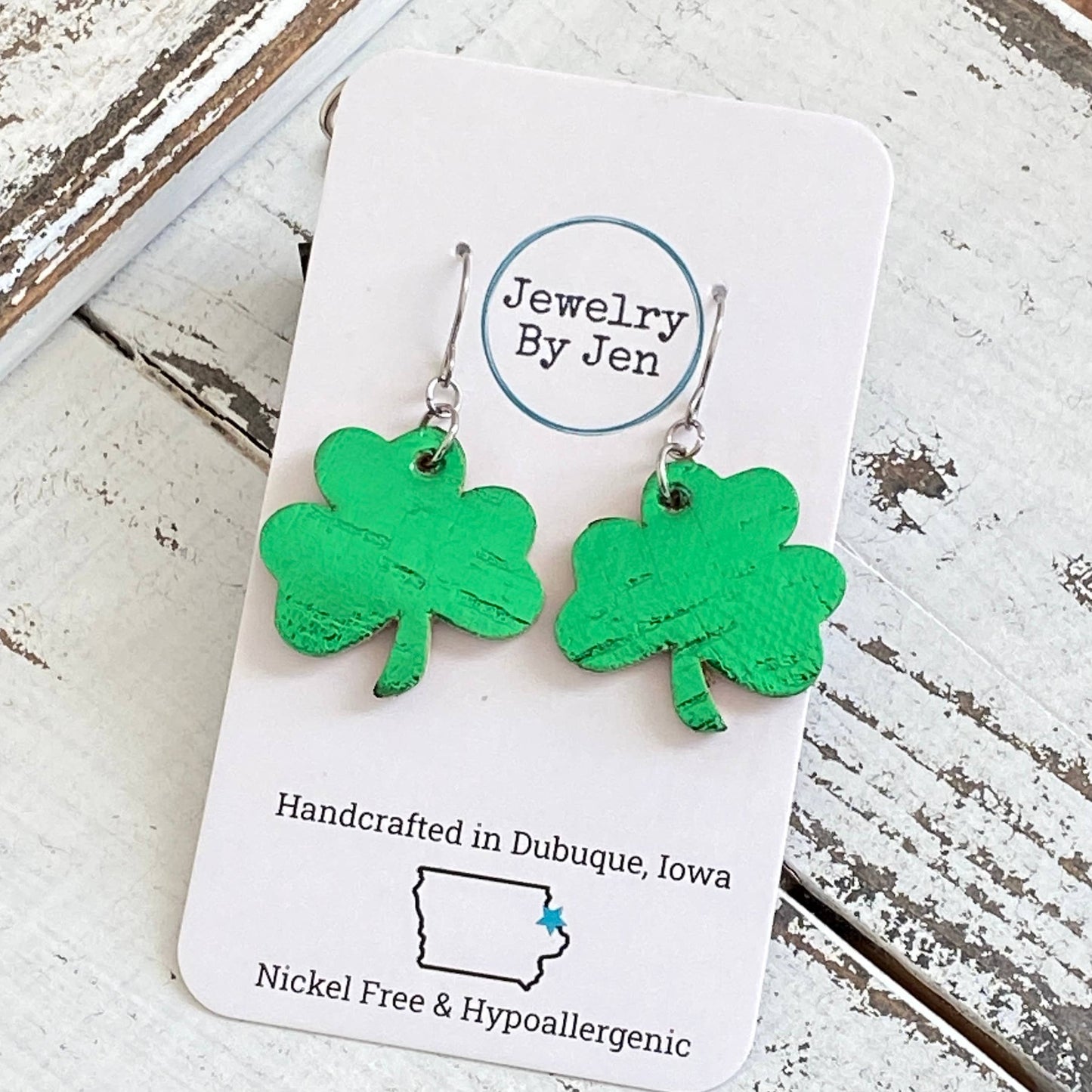 Shamrock (Small): Green Metallic Cork