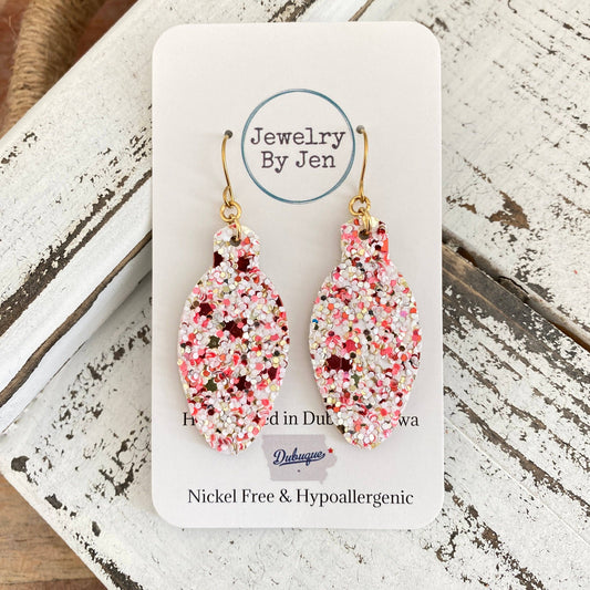 Holiday Light Bulb Earrings: Candy Cane Glitter