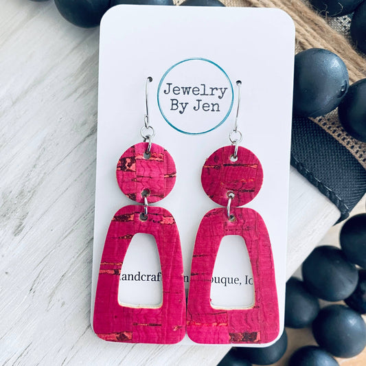 Trixie Earrings: Hot Pink Cork