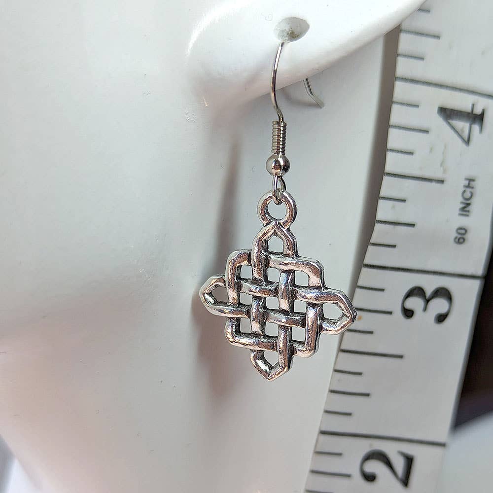 Celtic Knot Diamond Antique Silver Earrings