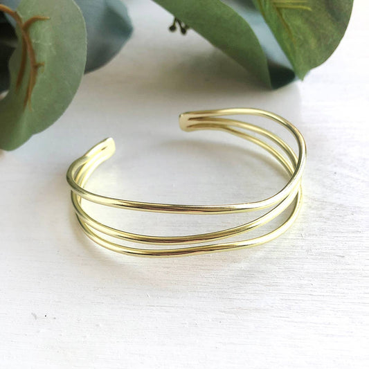 Layered Waves Cuff - Gold