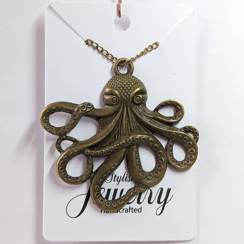 Antique Bronze Large Octopus Necklace