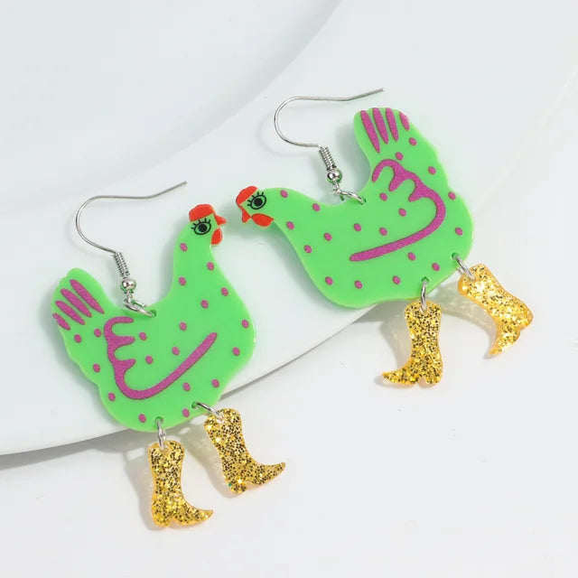 Cowgirl Chicken Earrings